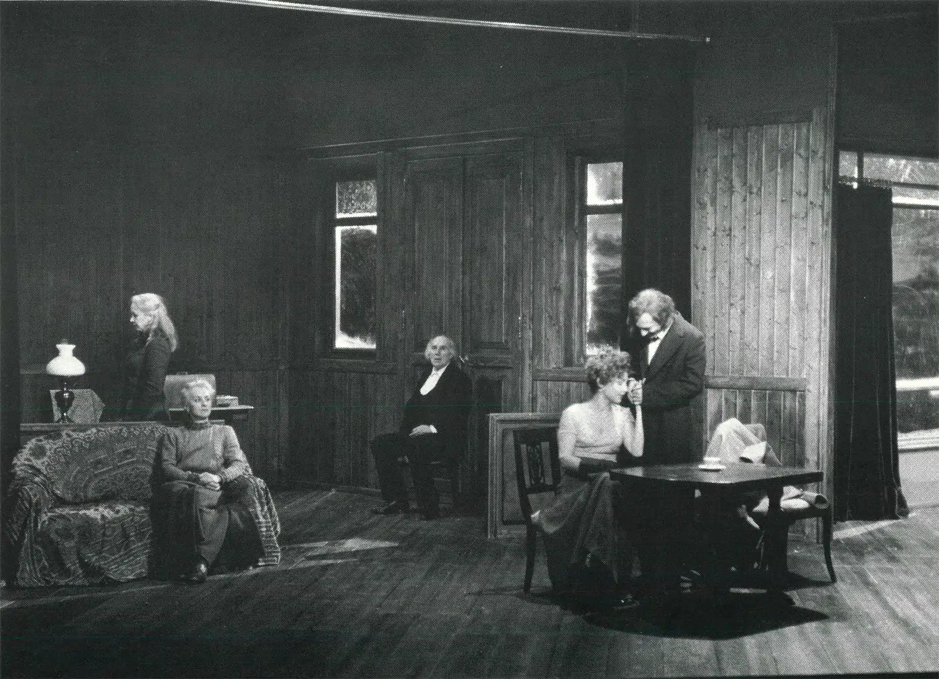 Bulle Ogier, Nada Strancar, Michel Piccoli, Catherine Frot, Bernard Nissille. JOHN GABRIEL BORKMAN de H. Ibsen, mise en scène de Luc Bondy. Photo Ruth Walz.