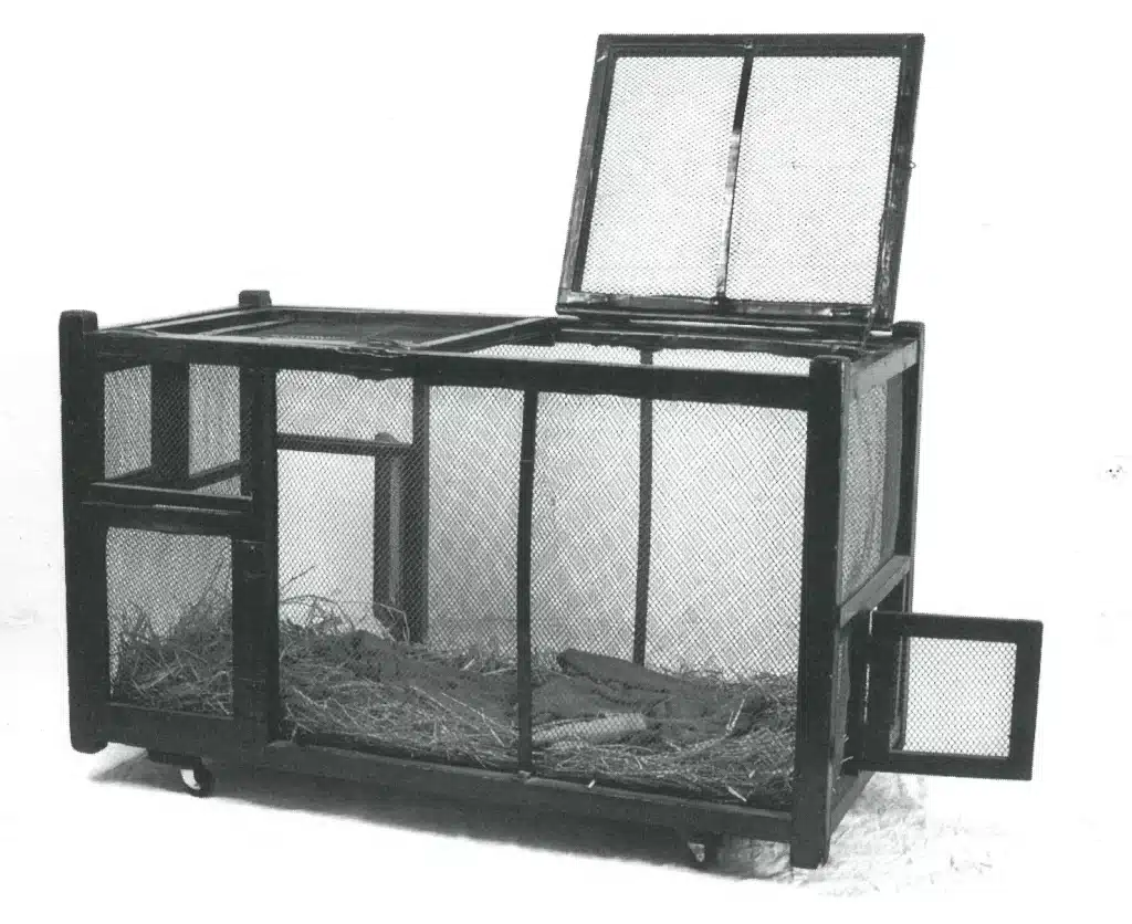 LES GRÂCES ET LES ÉPOUVANTAILS de S. I. Witkiewicz, «Théâtre impossible», Théâtre Cricot 2, Cracovie, 1973. Le poulailler de Ja Princesse du Kremlin, collection de la Cricothèque. Photo J. Szmuc. 