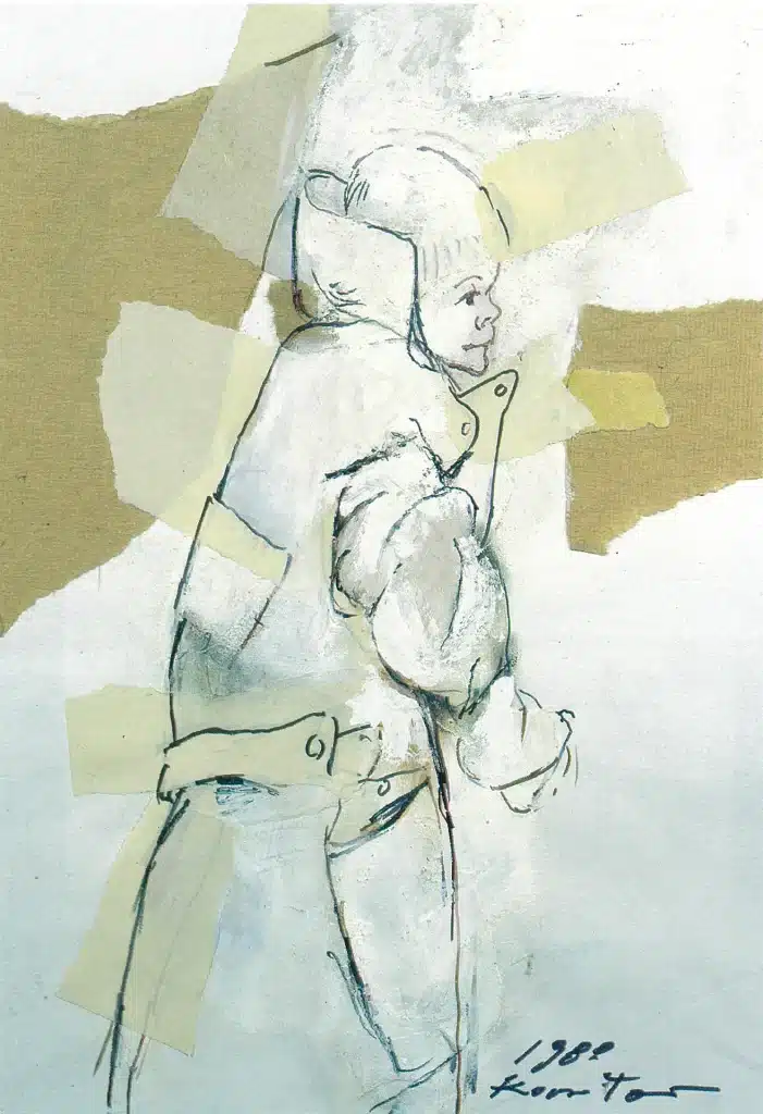 Projet de costume, «Enfant en capote militaire», 1980. Photo P. Oles.