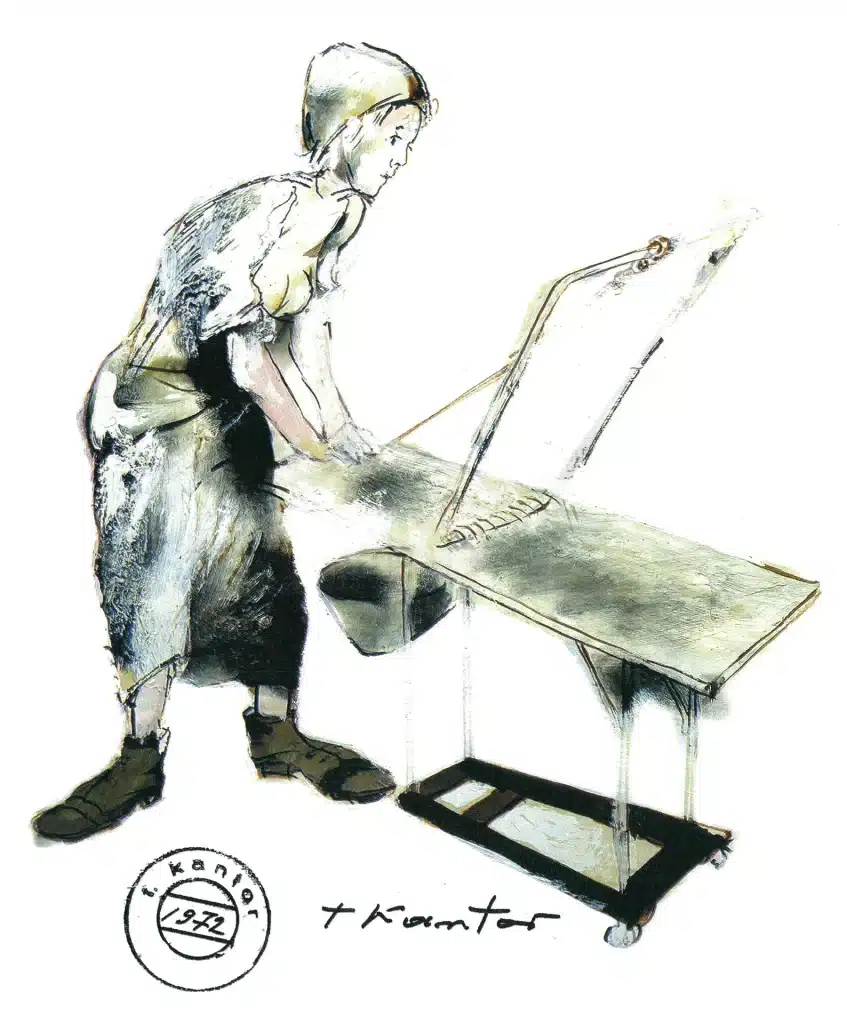 Projet pour le personnage de Bestia Domestica dans LES GRÂCES ET LES ÉPOUVANTAILS de S. I. Witkiewicz, «Théâtre impossible», Théâtre Cricot 2, Cracovie, 1973. Photo P. Oles.