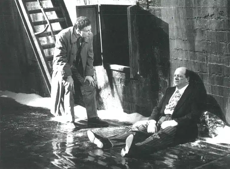 François Skivie et Christian Maillet dans NEIGE DE DÉCEMBRE de Jean-Marie Piemme. Mise en scène de François Beukelaers. Photo Marie-Françoise Plissart.