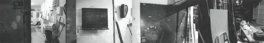 Le Théâtre Royal
des Galeries, montage
du décor de MEURTRE
AU PLAZZA, 31 août 1998.
Photos Christian Carez.