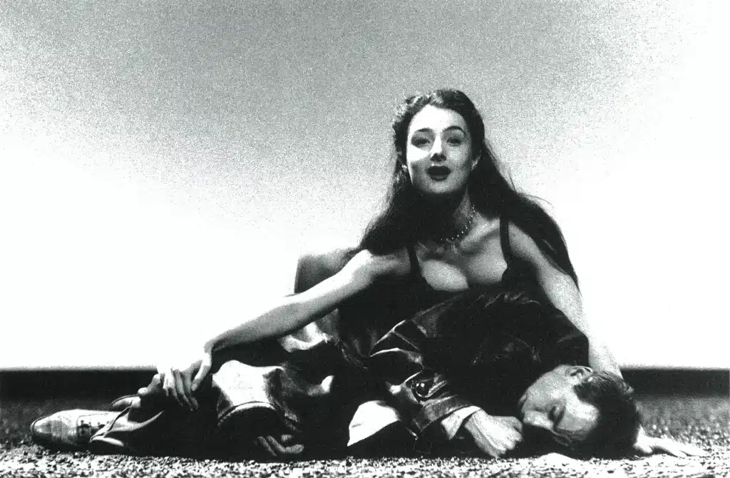 Jeanne Dandoy et Jean-François Politzer dans 1953 de Jean-Marie Piemme, mise en scène de Marc Liebens, Théâtre National de la Communauté française de Belgique, 1999, photo Alice Piemme, Archives et Musée de la Littérature.