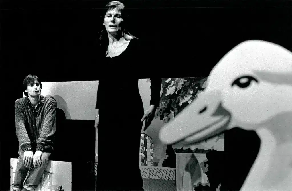 Dominique Tack et Jo Deseure dans GRINCEMENTS ET AUTRES BRUITS (photo de répétition), mise en scène Michel Tanner. Photo Stephen Vincke.