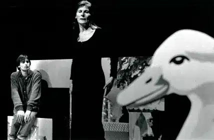 Dominique Tack et Jo Deseure dans GRINCEMENTS ET AUTRES BRUITS (photo de répétition), mise en scène Michel Tanner. Photo Stephen Vincke.