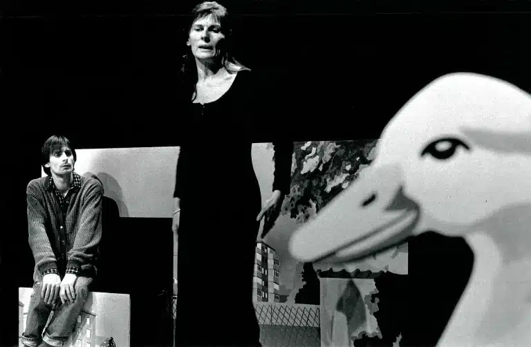 Dominique Tack et Jo Deseure dans GRINCEMENTS ET AUTRES BRUITS (photo de répétition), mise en scène Michel Tanner. Photo Stephen Vincke.