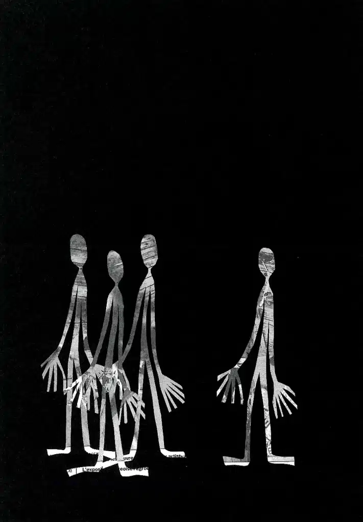 Déchirure. Collage de Maja Polackova, écho à la troisième partie de GRINCEMENTS ET AUTRES BRUITS. 