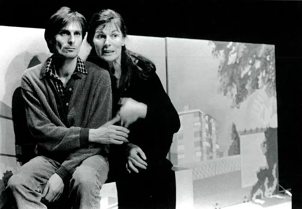 Dominique Tack et Jo Deseure dans GRINCEMENTS ET AUTRES BRUITS (photo de répétition), mise en scène Michel Tanner. Photo Stephen Vincke.