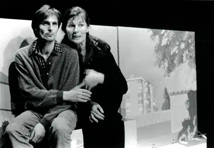 Dominique Tack et Jo Deseure dans GRINCEMENTS ET AUTRES BRUITS (photo de répétition), mise en scène Michel Tanner. Photo Stephen Vincke.