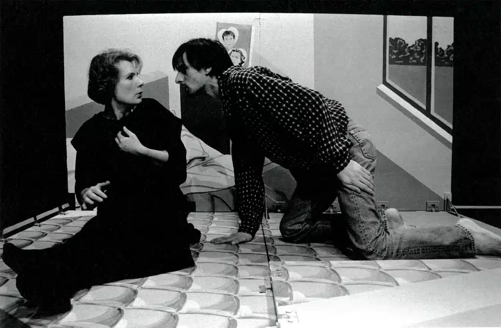 Marie-Rose Roland et Dominique Tack dans GRINCEMENTS ET AUTRES BRUITS (photo de répétition), mise n scène Michel Tanner. Photo Stephen Vincke.