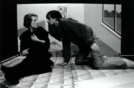 Marie-Rose Roland et Dominique Tack dans GRINCEMENTS ET AUTRES BRUITS (photo de répétition), mise n scène Michel Tanner. Photo Stephen Vincke.