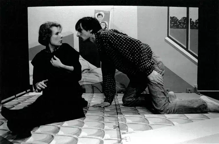 Marie-Rose Roland et Dominique Tack dans GRINCEMENTS ET AUTRES BRUITS (photo de répétition), mise n scène Michel Tanner. Photo Stephen Vincke.