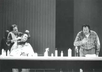 John Dobrynine, Xavier Percy, Angelo Bison et Éric De Staercke dans CAPRICES D'IMAGES, mise en scène Jean-Claude Berutti. Photo Danièle Pierre.