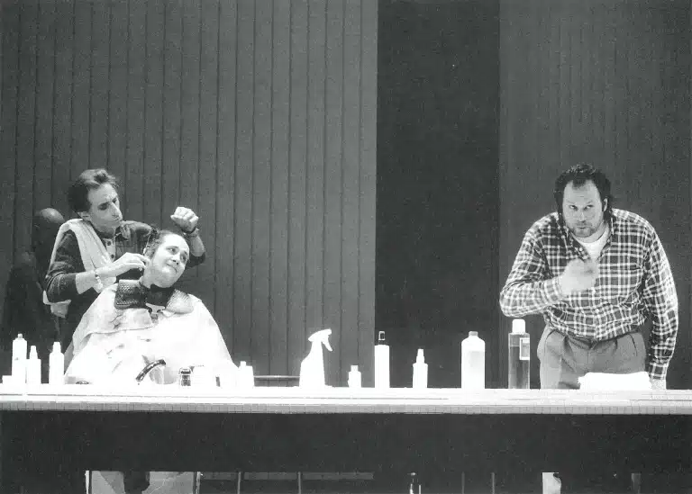 John Dobrynine, Xavier Percy, Angelo Bison et Éric De Staercke dans CAPRICES D'IMAGES, mise en scène Jean-Claude Berutti. Photo Danièle Pierre.