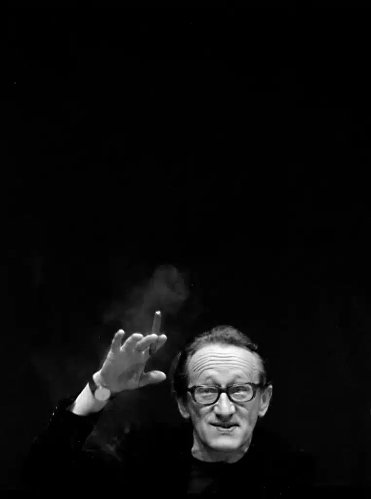 Heiner Müller lors de son passage à l'Ensemble Théâtral Mobile. Photo Michel Boermans. 