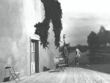 Nicolas Rossier et Sylvie Debrun dans LA MOUETTE d’Anton Tchekhov, décor Didier Payen, lumières et mise en scène Philippe Sireuil, Théâtre Varia, Ferme du Buisson de Marnela- Vallée, Les Gémeaux/ Sceaux, Comédie de Genève, 1991. Photo Hervé Bellamy.