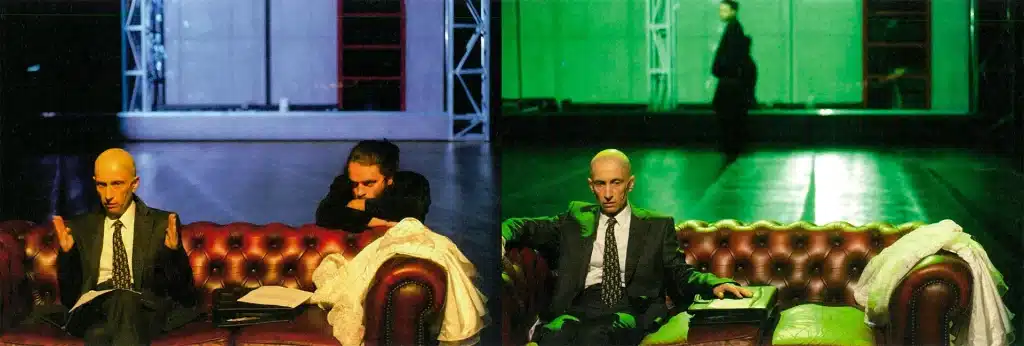 Małgorzata Hajewska et Piotr Polak dans Contes africains d'après Shakespeare. Nowy Teatr, Varsovie, Théâtre de La Place, Liège, 2011. Photos de répétition Marie-Françoise Plissard.