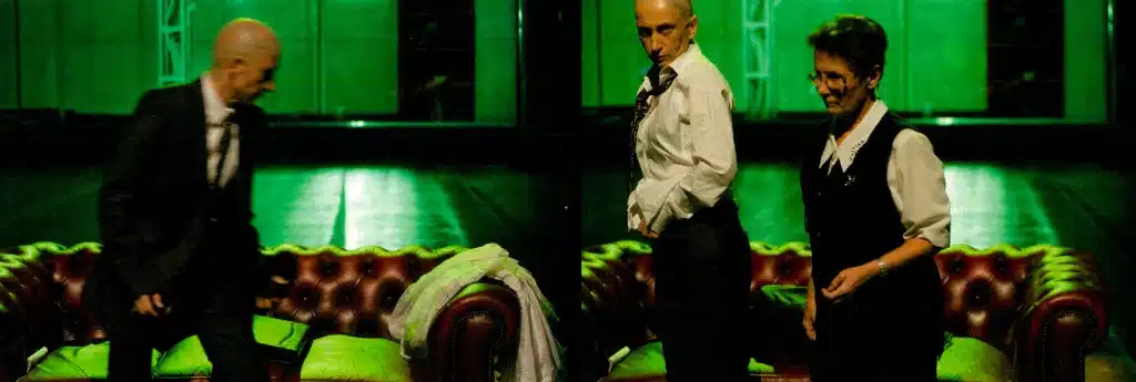 Małgorzata Hajewska et Piotr Polak dans Contes africains d'après Shakespeare. Nowy Teatr, Varsovie, Théâtre de La Place, Liège, 2011. Photos de répétition Marie-Françoise Plissard.