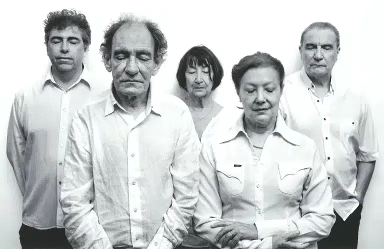 Pierre Sartenaer, Jean- Pierre Baudson, Jeannine Godinas, Nicole Valberg, Jean-Claude Derruder, LE TRAMWAY DES ENFANTS de Philippe Blasband, 2015. Photo Christophe Urbain.