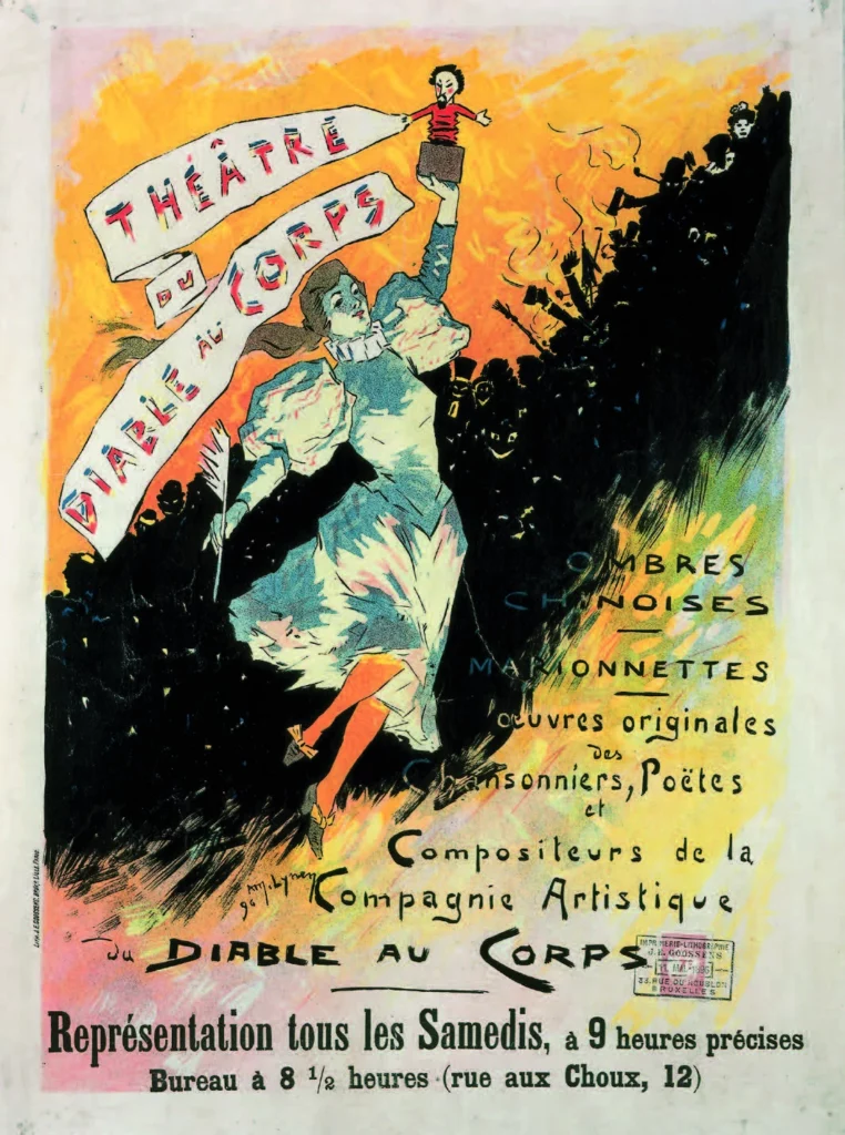 Amédée Lynen, Théâtre du Diable au corps, 1896, lithographie couleur sur papier, 65 x 48, n° inventaire B 333, Don J. Botte 1906, Musée d’Ixelles.