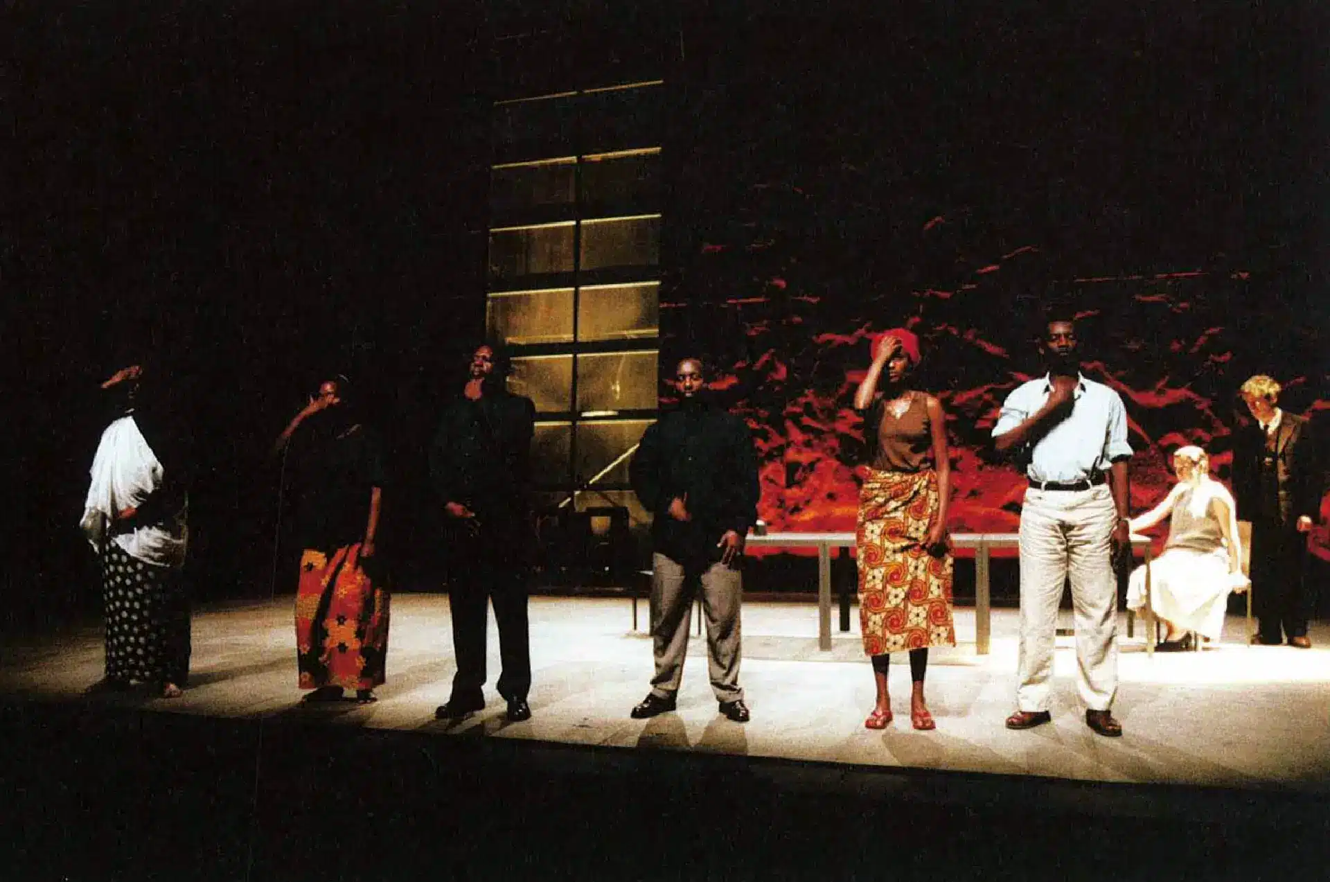 Massamba, Jeanne Kayitesi, Tharcisse Kalisa Rugano, Augustin Majyambere, Carole Karemara, Dorcy Rugamba, Joëlle Ledent, Luc Brumagne, RWANDA 94. Photo Lou Hérion.